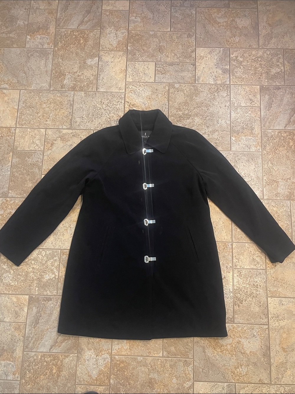London Fog Black Toggle-Accent Pea Coat